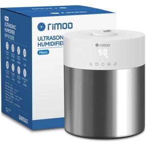 RIMOO Stainless Steel Humidifier, 4.5L Easy to Clean Humidifier with 304 Stainless Steel Tank, Cool Mist Humidifiers for Bedroom with Smart Humidistat & Timer, 25dB Sleep Mode for Baby, Plants