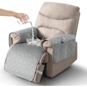 Timeles Velvet Recliner Chair Cover, 100% Waterproof Recliner Covers That Stay in Place with Pocket for Pets & Dogs (Medium-Seat Only23.6",Slate Grey)