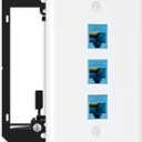 FGB 10Gbps Ethernet Wall Plate, 3 Port CAT6 Wall Plate and Jack, RJ45 Ethernet Wall Outlet with Single Gang Low Voltage Mounting Bracket