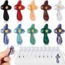 Bucherry Cross My Heart Fidget Stone, 10 Sets Easter Basket Stuffers Encouragement Gift Small Mini Handheld Pocket Wall Crosses with Bag for Easter Christians Prayer Church, 20 Pcs(Classic Colors)