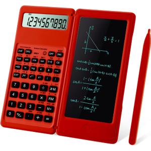 Scientific Calculators for Students, Red Math Calculator with Notepad,10-Digit Large Screen, Classroom Must Haves for Middle High School Supplies & College (Red)