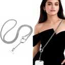 Magnetic Lock Quick Release Phone Strap Crossbody Chain with Anti-Slip Ring Holder Detachable Phone Lanyard for iPhone Samsung Anti-Drop Anti-Loss Strap with Steel Clip Durable Neck Cross Body Silver