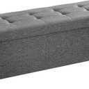 SONGMICS Storage Ottoman Bench, Foldable Foot Rest with Legs, 15 x 43 x 15.7 Inches, End of Bed Bench, Storage Chest, Load up to 660 lb, for Living Room, Bedroom, Entryway, Slate Gray ULSF018G01
