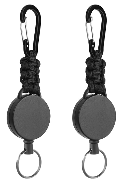 AOMIG 2 Pack Heavy Duty Retractable Badge Holder Reel with Steel Cable and Carabiner Clip, Retractable ID Badge Clip Reel, Retractable Keychain