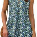XIEERDUO Summer Dresses for Women 2026 Beach Vacation Clothes V Neck Button Sundresses with Pockets (Blue, M)