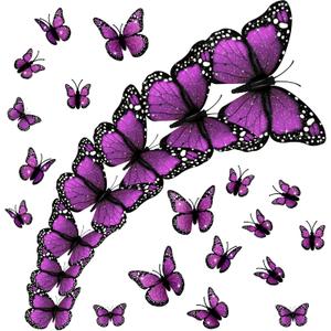 4 Size Monarch Butterfly Decor Halloween Wall Decor Magnetic 3D Monarch Butterfly Decal for Craft Home Wall Wedding Bedroom Ofrenda Dia De Los Muertos Decoration(Purple,24 Pcs)