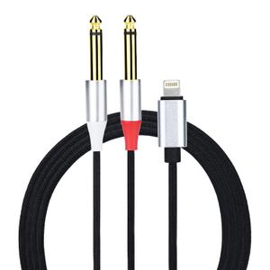 Enbiawit Lightning to Dual 6.35mm Mono Stereo Y-Cable Splitter Lightning to Dual 1/ 4 inch Audio Cable Compatible for iPhone14/ 13/ 12/ 11/ X/ XS/ XR/ 8/ 7/ iPad, Amplifier, Speaker, Headphone, Mixing Console