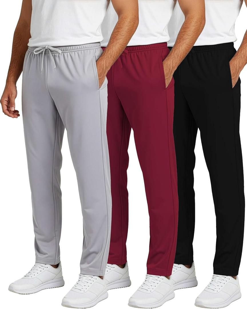Real Essentials 3 Pack: Men’s Sweatpants – Athletic Track Pants with Pockets | Workout, Running & Lounge Pants for Men Set 3, 5X Tall