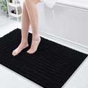 Arotive Luxury Chenille Bathroom Rug Mat, Extra Soft Thick Absorbent Shaggy Bath Rugs, Non-Slip Machine Wash Dry, Plush Bath Mats for Bathroom, Shower and Tub, 40x24, Black, Rectangular