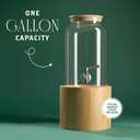 Kitchentoolz 1 Gallon Glass Drink Dispenser for Parties on Bamboo Stand - Premium Borosilicate Beverage Jar with Stainless Steel Spigot - Lemonade, Water, Sun Tea, Kombucha for Spa