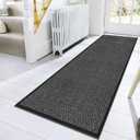 Hallway 10ft Runner Rug Non Slip, Water Absorbent Laundry Mat Black Kitchen Mat Sink Rug, Rubber Backed Indoor Entryway Rug Runner (2'4" x 10' (Rectangular)