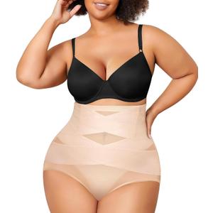 Nebility Plus Size Shapewear for Women Tummy Control Butt Lifting Panties Hi- Waist Trainer Body Shaper Short Belly Underwear (4X, Beige Plus Size) at Amazon Womens Clothing store (Beige, XXL)