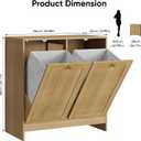 Smart FENDEE Double Tilt Out Laundry Hamper Cabinet, Small Hidden Trash Cabinets with 2 Baskets for Kitchen, Freestanding Bathroom Storage Cabinet Unit, Natural Oak, 25.98 inches x 12.99 inches x 26.77 inches