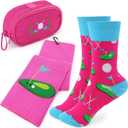 Vansolinne Golf Towel, Ball Bag & Socks - Microfiber Waffle Novelty Gifts for Women - Mother's Day, Birthday & Retirement