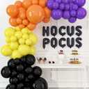 HOUSE OF PARTY Halloween Balloon Arch Kit  86 Pcs Hocus Pocus Decorations, Yellow, Purple, Orange and Black Halloween Balloons Decorations Halloween Party Decorations Happy Halloween Party Supplies
