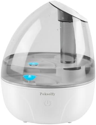 Poksolfy Cool Mist Humidifier for Bedroom,2L Small Humidifiers for Bedroom and Office,25dB Humidifier for Toy room and Plant,Last Up to 13H on Max Mist Setting (Light Gray)