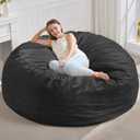 Hobestluk 5FT Bean Bag Chair Giant Bean Bag Chairs for Adults Large Bean Chairs with Removable Cover, Beanbag Chair with Filler, Adult Bean Bag Chairs for Living Room, Bedroom (5FT - 50" x 50" x 24", Black)