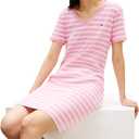 Tommy Hilfiger Women's Short Sleeve Cotton V-Neck T-Shirt Dress Casual Dress Loose Fit, XS