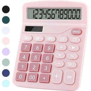 Office Desk Calculator, Cute Calculator for Kids, Basic Calculators Desktop, Dual Power Simple Financial Calculator with Big Button Large Display for Office Home and School (Pink)