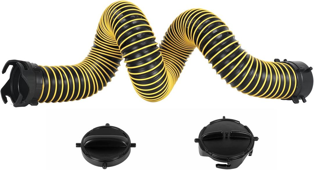 5FT RV Sewer Hose Extension, EXTREME Heavy Duty 24 Mil TPE Material for Abrasion Resistance and Crush Protection, Camper Sewer Extension Hose with Caps, Yellow