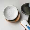 Small Ceramic Spoon Rest 3PCS for Coffee Tea Spoon Kitchen Counter Dining Table Decor, Stable Glaze Sauce Tray Porcelain Utensil Spoon Holder for Stove Top Coffee Bar Easy Clean (Orbicular-2)