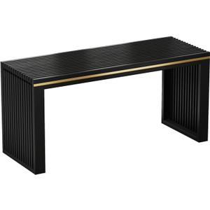 Bamboo Dining Bench Indoor Long Bench Entryway Shoe Rack Bench,Outdoor Modern Wood Benches 35 Inch Bamboo Bench for Living Room Hallway Bedroom Bathroom Black Long