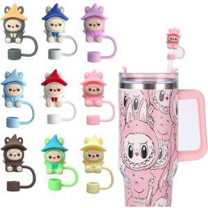 10mm Silicone Straw Covers for Stanley Cup 30&40oz (9-Pack) - Reusable Dust-Proof Straw Topper Caps & Lid Accessories