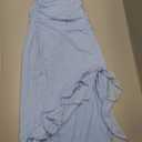 BORIFLORS Women's Sexy Ruched Bodycon Midi Dresses Square Neck Sleeveless Ruffle Hem Club Party Tank Dress (Baby Blue) S