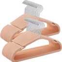 SONGMICS Kids Hangers 50 Pack, 14 x 8 Inches, Non-Slip Velvet Baby Hangers for Closet, Space-Saving, Wide Shoulder Notches, Coral Pink UCRF038R01