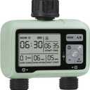 2 Zone Sprinkler Timer, Garden Hose Timer, Automatic Irrigation System, Programmable Faucet, 2 Outlets, with Rain Delay, Manual Mode,Child Lock, for Yard, Garden, Lawn Greenish Gray D12WT06