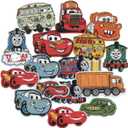 17 Pieces Sew On Iron on Patches, Embroidered Applique Patches Fabric Repair Patch Cute Cartoon Car Patches for Kids Adult Clothes Jeans Jackets Hats Shoes Backpacks