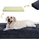 Orthopedic Dog Beds Medium/Large Sized Washable Removable Cover, Plush Dog Bed Waterproof Lining NonSkid Bottom, Crate Foam Pillow Mattress Fluffy Anti Anxiety Pet Pad 35x23 Inch, Dark Grey