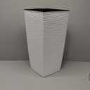 Mueller M-Resin Heavy Duty Tall Planters for Outdoor Plants, Indoor Grande Plant Pots, Boxes, Trees, Flower Pots, 2-Piece Set, 18”, Modern Design, Built-in Drainage, Front Porch Decor, White