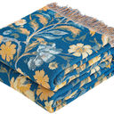 VANJOROY Boho Throw Blanket, 100% Organic Cotton Breathable Ultra Soft 60" x 80" Bed Quilt Blue Throw - All Season Bird Floral Rustic Farmhouse Decor Reversible Blanket for Couch Chair and Gift