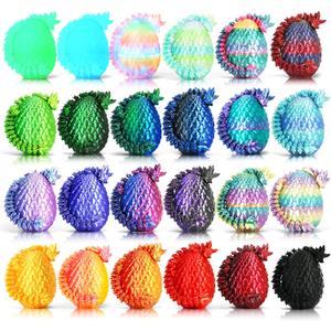 Impossmaker 24PCS 3D Printed Dragon Eggs, Prefilled Easter Dragon Egg with Dragon Toy for Basket Stuffers, Unique Easter Basket Essentials for Kids Goodie Bag Fillers, Classroom Prize Supplies