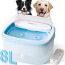 Dog Water Fountain for Large Dogs, 2.1Gal/8L Dog Water Bowl Dispenser, No Spill Automatic Pet Water Fountain for Dogs Cats Multiple Pets with Ultra Quiet Pump, 3 Filter Replacement, Blue