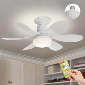 Bella Depot Socket Fan Light with Remote - 20.5 E26 Base LED Ceiling Fan for Indoor with Memory Dimmable Lights for Bedroom, Kitchen, and Balcony