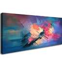 YYYYHPP YP0675 Canvas Wall Art Colorful abstract acrylic painting Wall Art Modern Art on Blue Background Picture Painting for Living Room Bedroom and Office Home Kitchen 