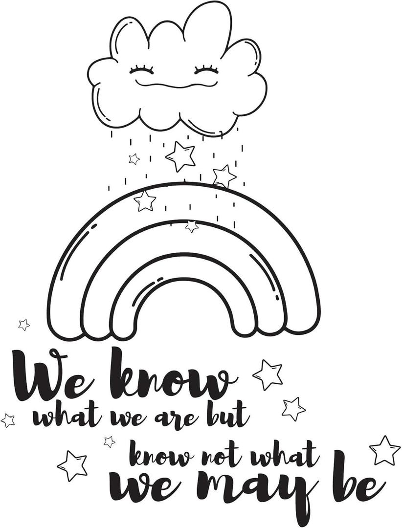 Children We Know What We are Motivational Quote Wall Decal Decoration Cute Happy Cloud Raining Little Stars Rainbow Lasts Years and Easily Removable - Size: 32 in(W) x 40 in(H)