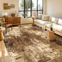 Washable Area Rugs 5'x7' Non-Slip Modern Abstract Soft for Living Room Entryway Bedroom Nursery, Print Pattern, Brown Tan Beige Coffee