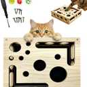 Cat Nail File Box with Interactive Cat Toys – 2026 Gift for a Cats Nail File Enrichment Box Scratch Puzzle Toy for Indoor Cats, Natural Claw Care & Enrichment Activity with 3 Bell Ball(Random Color)