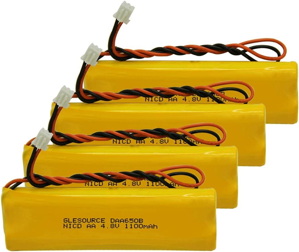 4.8V 1100mAh Emergency Lighting Battery Replaces with LITHONIA D-AA650Bx4 Unitech Dual-Lite 0120859 Ni-CD AA 650mAh 4.8V EJW-NI-CAD 800mah BYD D-AA650B-4 Exit Sign Emergency Light(4 Pack)