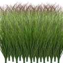 48 Bundles Artificial Plants Onion Grass Outdoor 17 Inch Tall Fake Shrubs Wheat Grass UV Resistant Greenery Stems Faux Bushes Plant for Indoor Outdoor Garden Office Home Decor（Green Red Tail）