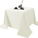 Ascoza 2pack 90x90 Inch Ivory Square in Polyester Fabric Tablecloth for Wedding,Banquet,Restaurant and Parties