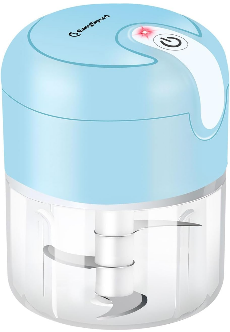 EASYSPEED Electric Garlic Chopper 1Cup, Mini USB Type-C Charging Wireless Food Processor with 304 Stainless Steel, 3 Sharp Blades, Portable Kitchen Meat Grinder for Onion, Garlic, Ginger, Baby Food