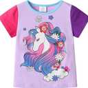 DXTON Toddler Girls Rainbow T-Shirts: Summer Short Sleeve Graphic Cotton Tees Tops Birthday School for 3-8 Years