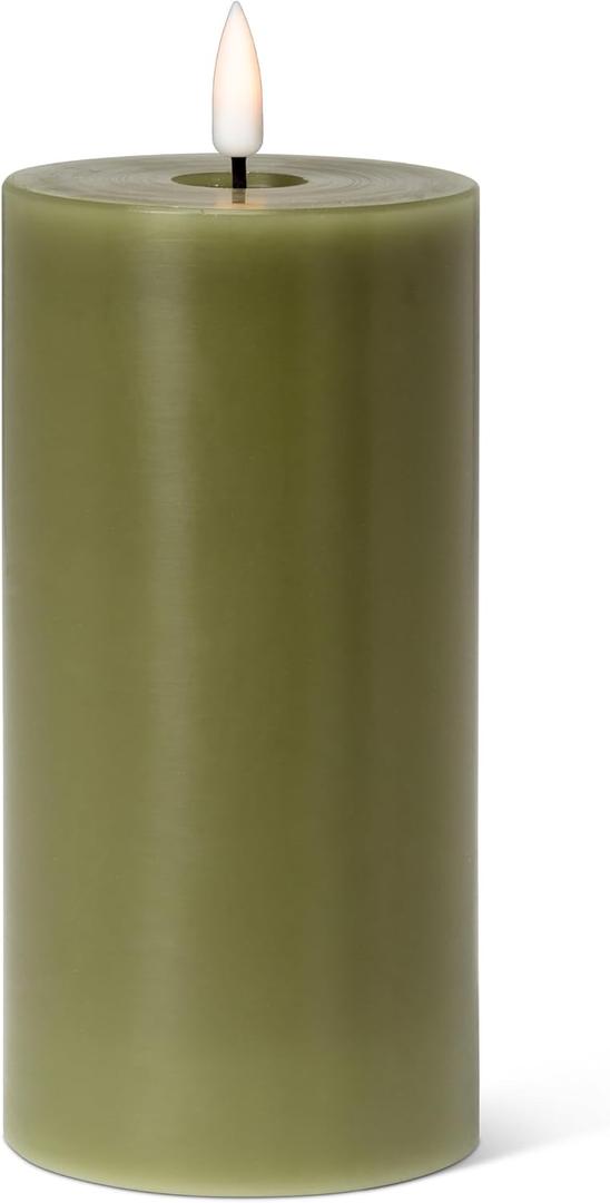 Abbott Collection Wax LED Flameless Pillar Candle - Green (3x6 H)