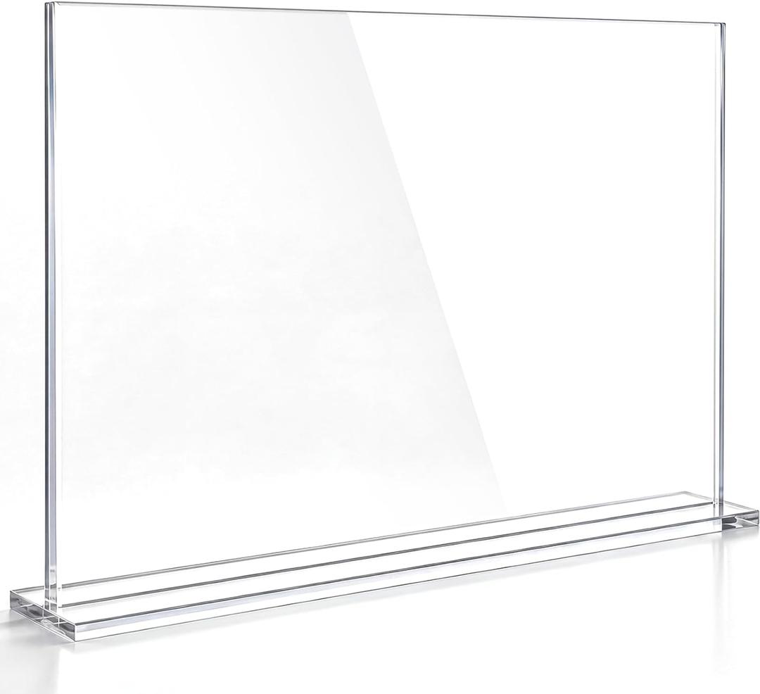 Clear Acrylic Sneeze Guard for Countertop, 24" x 18" x 3.7" Freestanding Splash Guard, 5mm Thick Panel Barrier for Cashier Desk, Reception, Restaurant, Office, Retail Counter Top Protector