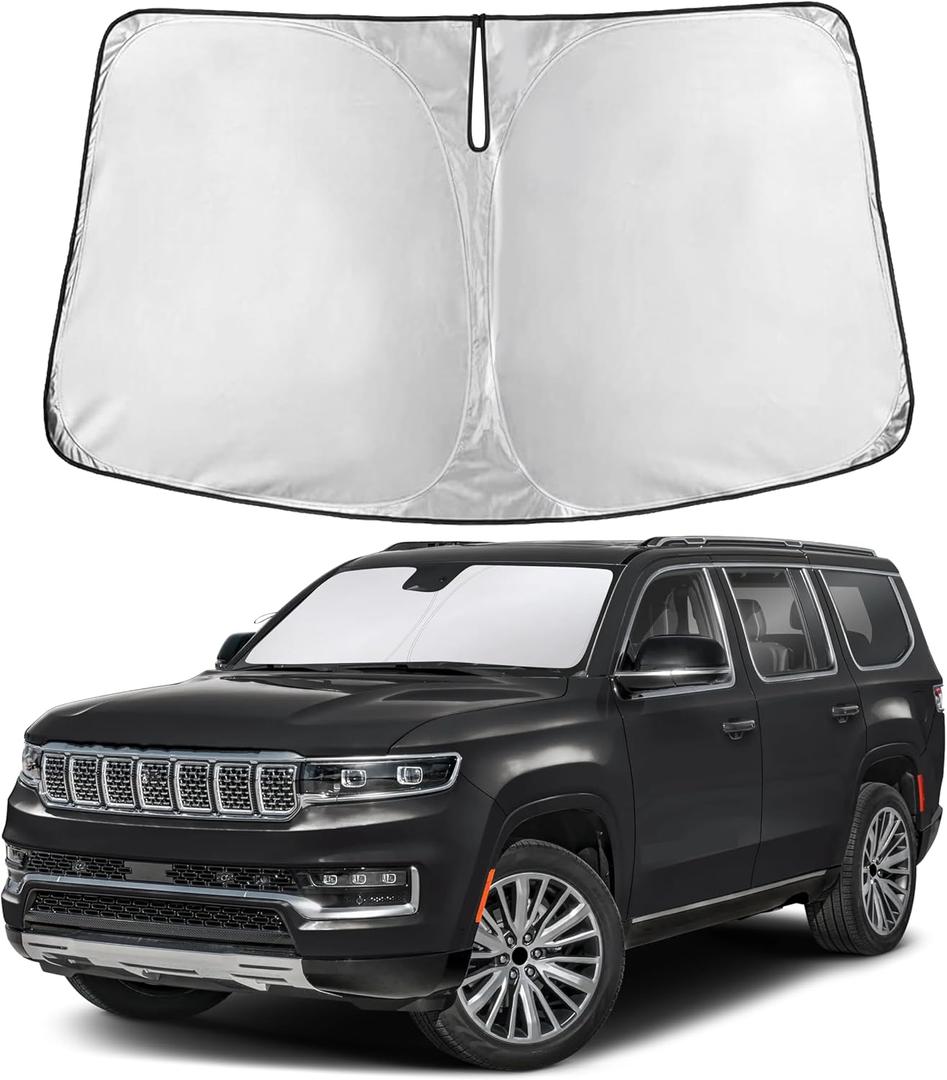 EcoNour Windshield Sunshade Compatible for Jeep GrandWagoneer 2022-2024 2025 2026, Sun Visor for Front Windshield & Window Sun Shade Cover, UV Heat Blocker & Protector, Car Accessories