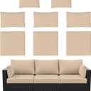 8p Outdoor Cushion Slipcovers Outdoor Patio Cushions Covers Replacement Waterproof with Zipper for 3-Seat Outdoor Rattan Sofa Patio Furniture Cushion Covers Sand, Covers Only, Standard